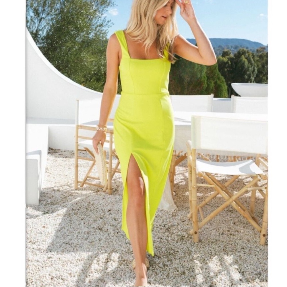 Show Me Your MuMu Neon Lime Midi Dress